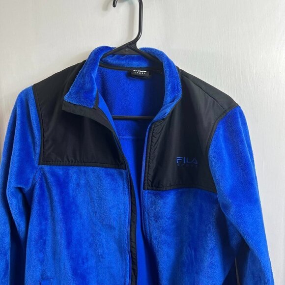 Fila bright blue super soft full zip fleece jacket.  Sz M - Picture 2 of 8
